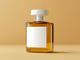 White background emphasizes the isolated glass perfume bottle, a luxurious container for cosmetic fragrance