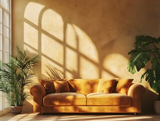 Modern living room interior design featuring a comfortable sofa, stylish furniture, and contemporary decor