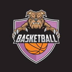 basketball club logo dog vector illustration design