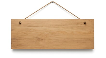Blank Wooden Sign Hanging on Rope, Rustic Wood Texture, Empty Message Board