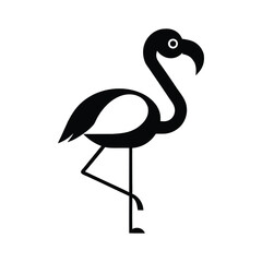 Flamingo Silhouette Flat Illustration Simple Tropical Bird Vector in Flat Style