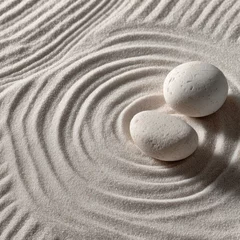 Selbstklebende Fototapeten Calm, serene zen sand garden with stones © Yusnira