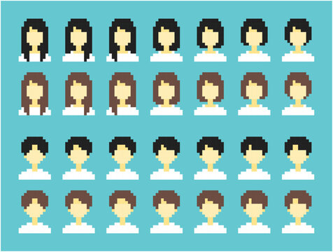 ドット絵 人物セット（顔部分）
