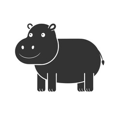 Hippo Silhouette Flat Illustration Simple Wildlife Animal Vector in Flat Style