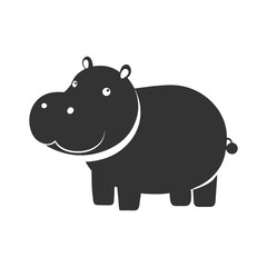 Hippo Silhouette Flat Illustration  Simple Wildlife Animal Vector in Flat Style