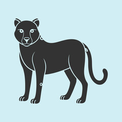 Obraz premium Leopard Silhouette Flat Illustration Simple Wild Animal Vector in Flat Style