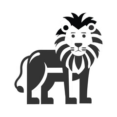 Lion Silhouette Flat Illustration Simple Wild Animal Vector in Flat Style