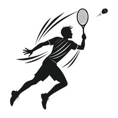 Dynamic Badminton Player Silhouette Hitting Shuttlecock with Racket in Mid Air