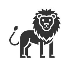 Lion Silhouette Flat Illustration Simple Wild Animal Vector in Flat Style