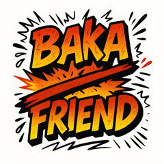 Naklejka premium Baka not friend writing with a vibrant explosion canceling friendship