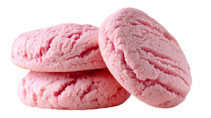 Three Pink Cookies on Transparent Background, PNG