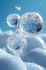 Abstract depiction of translucent spheres interacting.