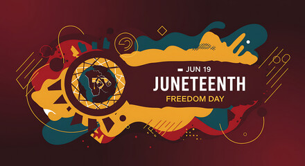 Juneteenth Freedom Day banner. June 19. African-American history and heritage. Template for poster, greeting card, banner and background. Abstract Vector Illustration.