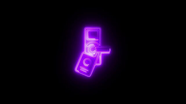 a glowing neon hanging icon animation video on black background icon, design, isolated, line, outline, symbol, white, hanging,