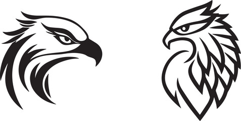 Obraz premium Tribal Eagle Head Tattoo Vector Design. Bold Hawk Outline Art