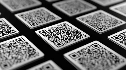 Many qr codes are forming a technological pattern.Modern digital information and communication concept