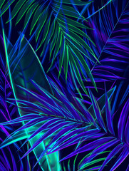 Obraz premium Abstract Neon Leaf Overlay on White Background, commercial botanical print 