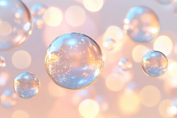 Transparent spheres in soft pastel colors.