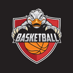 basketball club logo duck vector illustration design