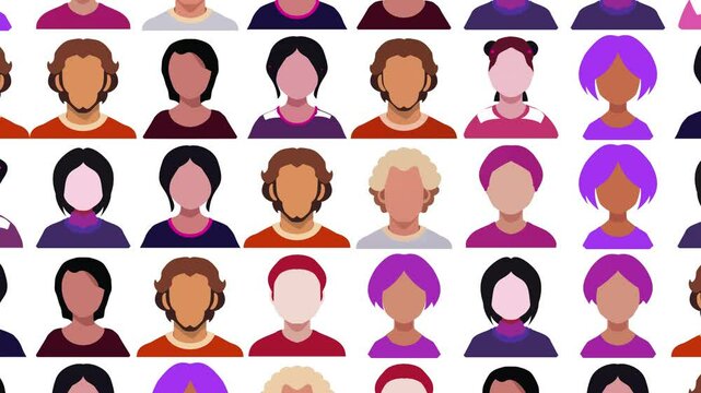 User icon faceless avatars animated morphing one into another loopable 4K animation