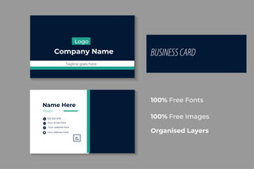 MODERN doubled sided 3.5 inches and 2 inches business card templates green and blue color, with clean , professional minimalist looks, visiting card with editable vector geometric design and layout.