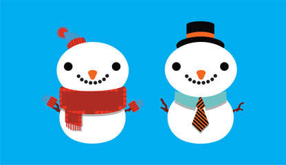 Set of snowmen with hat and gloves