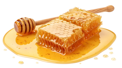 honey and honeycomb isolated on transparent background