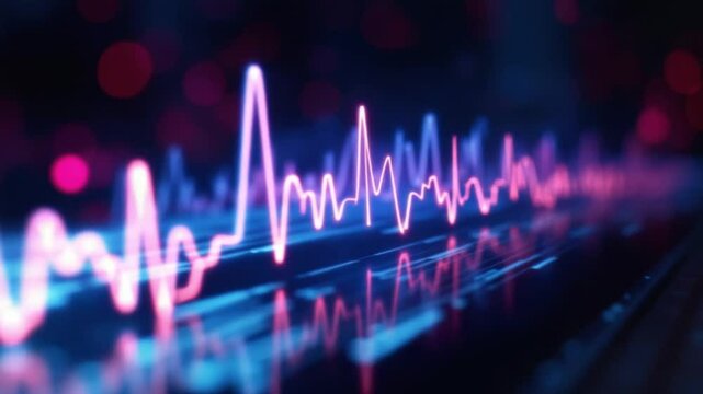 Digital ECG waveform on dark grid background &ndash; heart monitoring and medical technology concept