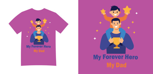 vector illustration t- shirt  of a father and baby
