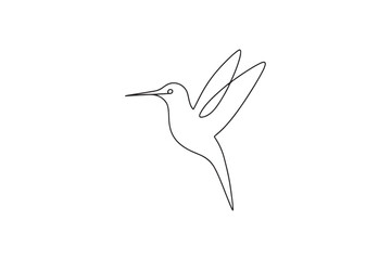 Fototapeta premium Hummingbird bird continuous one line drawing minimalism design