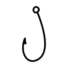 Fishing hook hand drawn icon with doodle design style for fishing element