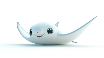 Chibi Kawaii Smiling Stingray Character. A heart-melting, chibi-style stingray with oversized glossy eyes, a gentle smile, and sleek fins spread wide as if waving hello.
