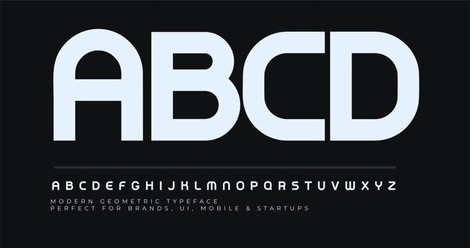 Bold bauhaus alphabet, clean geometric font, minimal tech typeface for digital branding, clarity headline, UI typography, premium startup typographic design. Vector typeset.