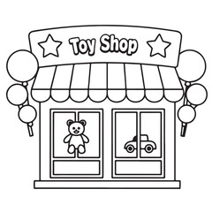 black and white, Cute Storefront Bold & Easy coloring book, Cute Storefront Bold & Easy coloring pages, line art, victor illustration, kawaii, coloring book, coloring pages, digital illustration