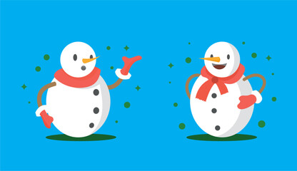 Set of snowmen with hat and gloves