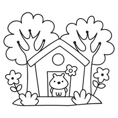 black and white, Cute Storefront Bold & Easy coloring book, Cute Storefront Bold & Easy coloring pages, line art, victor illustration, kawaii, coloring book, coloring pages, digital illustration