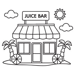 Naklejka premium black and white, Cute Storefront Bold & Easy coloring book, Cute Storefront Bold & Easy coloring pages, line art, victor illustration, kawaii, coloring book, coloring pages, digital illustration
