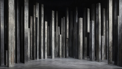 Obraz premium Dark gray wooden slats interior background