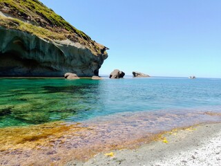 Cala 'e Moro cove in Bosa, Sardinia, in the Mediterranean Sea in summer