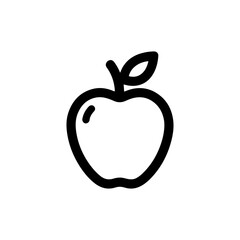 Black and White Outline Illustration of Apple