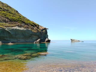 Cala 'e Moro cove in Bosa, Sardinia, in the Mediterranean Sea in summer