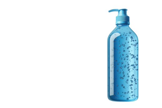 Hygiene Hand Sanitizer Bottle Blue Liquid Soap Dispenser Virus Protection on transparent background