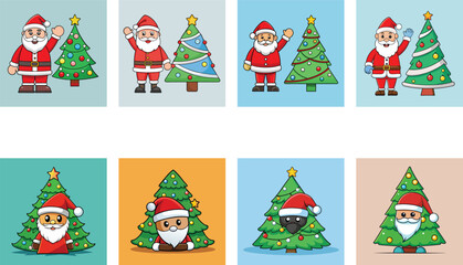 set of christmas elements