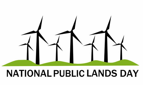 National Public Lands Day background, with green energy windmills.