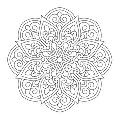 Flower black and white background coloring page of a mandala, vector file