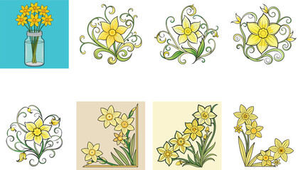 vector set of flowers
