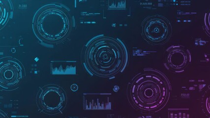 Abstract futuristic digital interface with graphs and charts design - Powered by Adobe