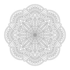 Vector hand drawn doodle mandala art colouring book page, vector illustration