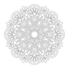 Vintage decorative elements pattern mandala coloring book page, vector illustration