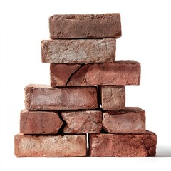 Obraz premium Stacked antique bricks, various shades of red-brown, showing texture and slight imperfections
